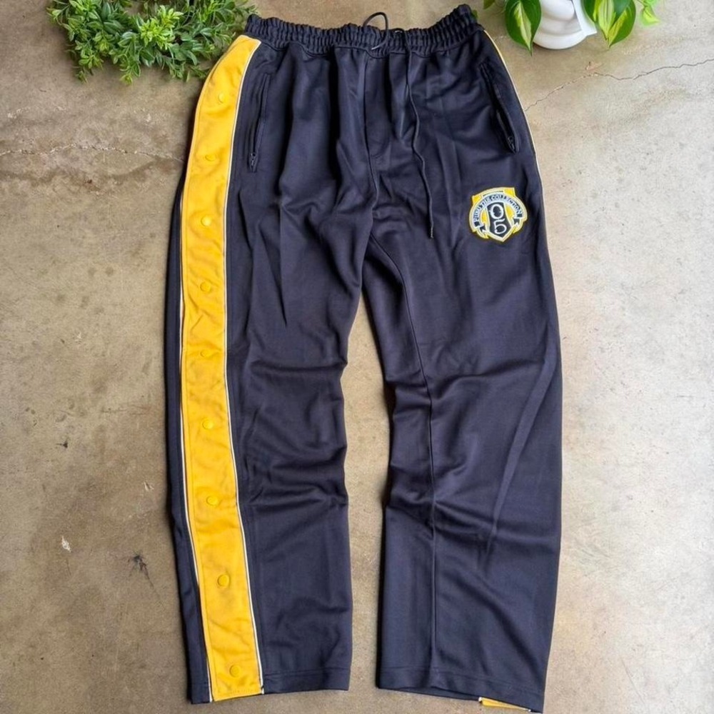 Vintage Y2K 2000s FUBU dark blue and yellow baggy track pull away pants